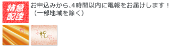 3時間以内に電報をお届け！